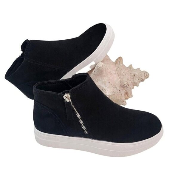 BUY ONE GET ONE FREE Soda Route Black Faux Suede  High Top Sneaker Side Zipper - Picture 2 of 6